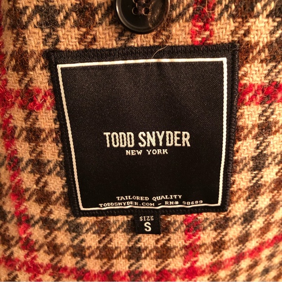 Todd Snyder Italian Tweed Raglan Windowpane Topcoat in Red (size S) - Picture 4 of 7